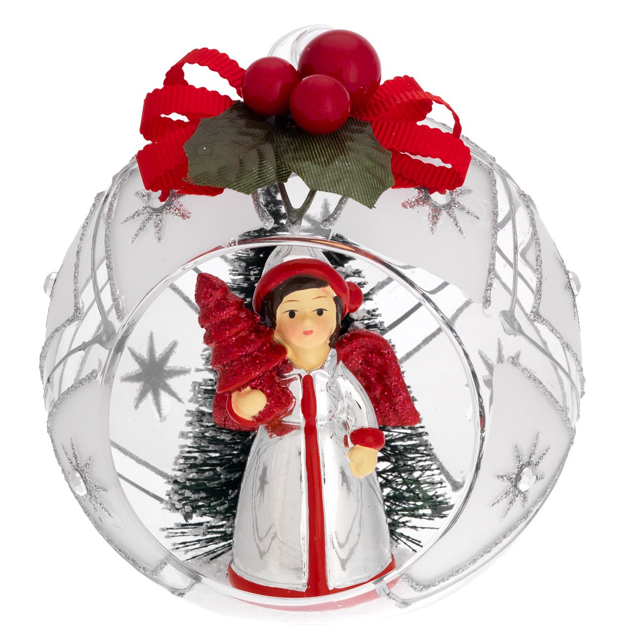 SFERA D. 10 DECO ARGENTO CON ALBERELLI E FIOCCO - ANGELO ALBERO